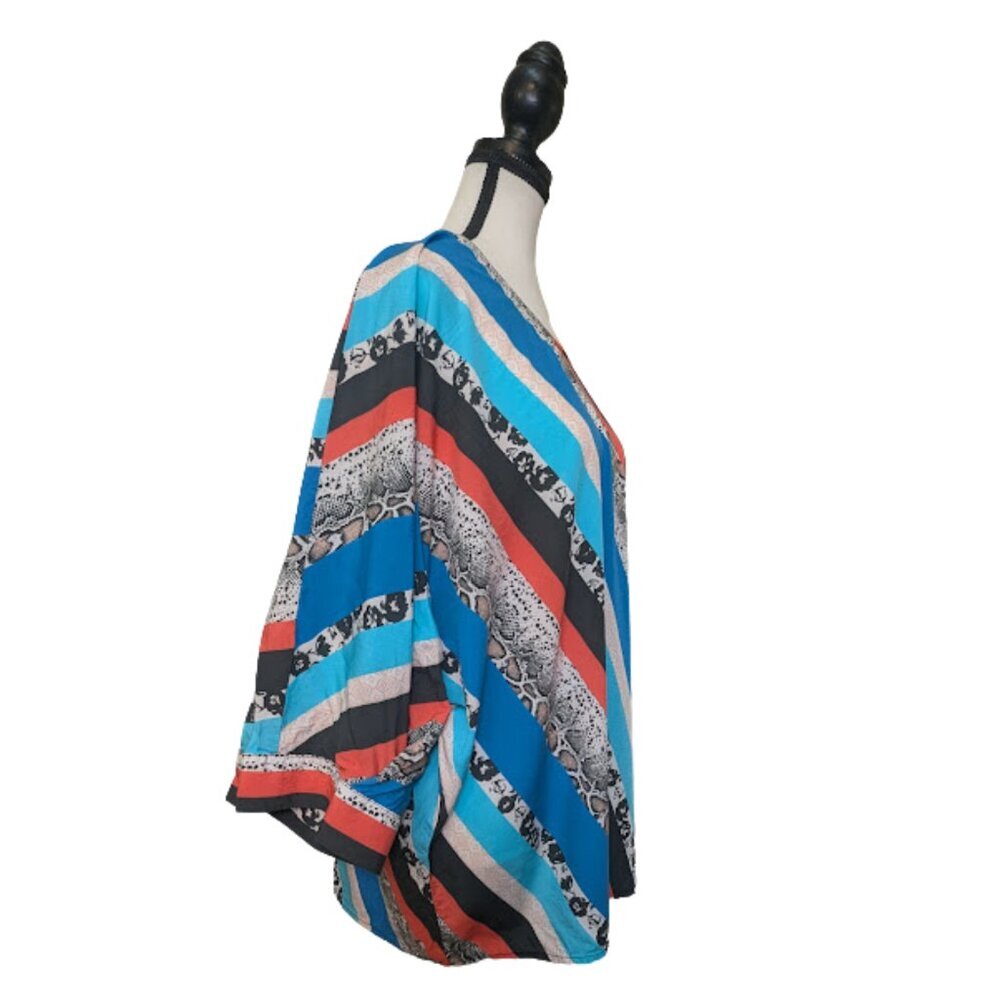 Oversized Boho Style Python Stripe Kimono Top Tol… - image 4